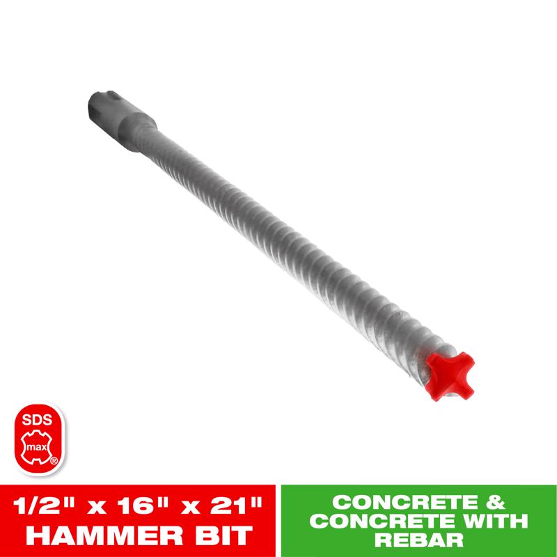 Diablo Rebar Demon 1/2 in. X 21 in. L Carbide Tipped Hammer Drill Bit SDS-Max Shank 1 pk