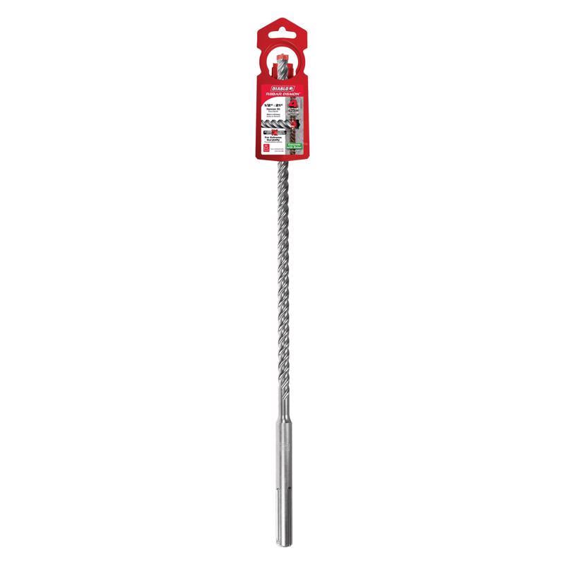 Diablo Rebar Demon 1/2 in. X 21 in. L Carbide Tipped Hammer Drill Bit SDS-Max Shank 1 pk