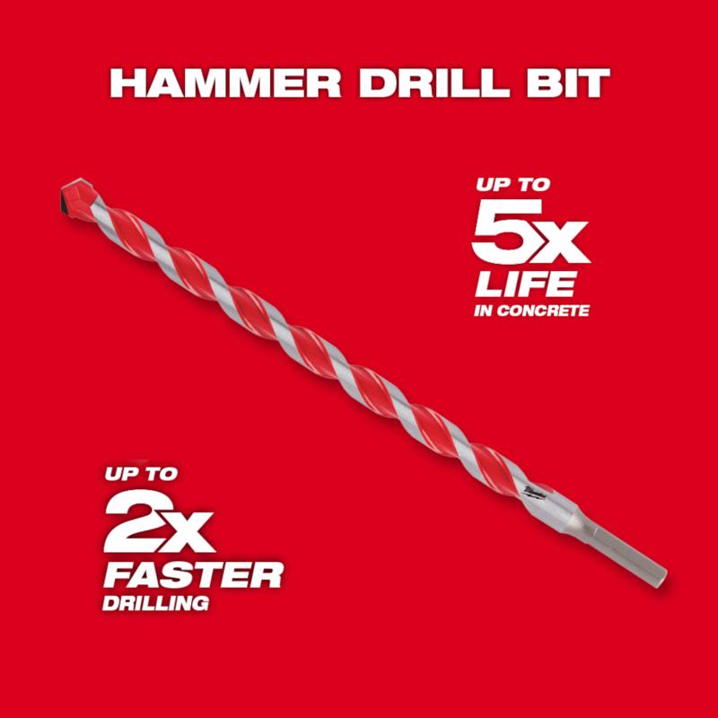 Milwaukee 5/8 in. X 12 in. L Carbide Hammer Drill Bit 3-Flat Shank 1 pk