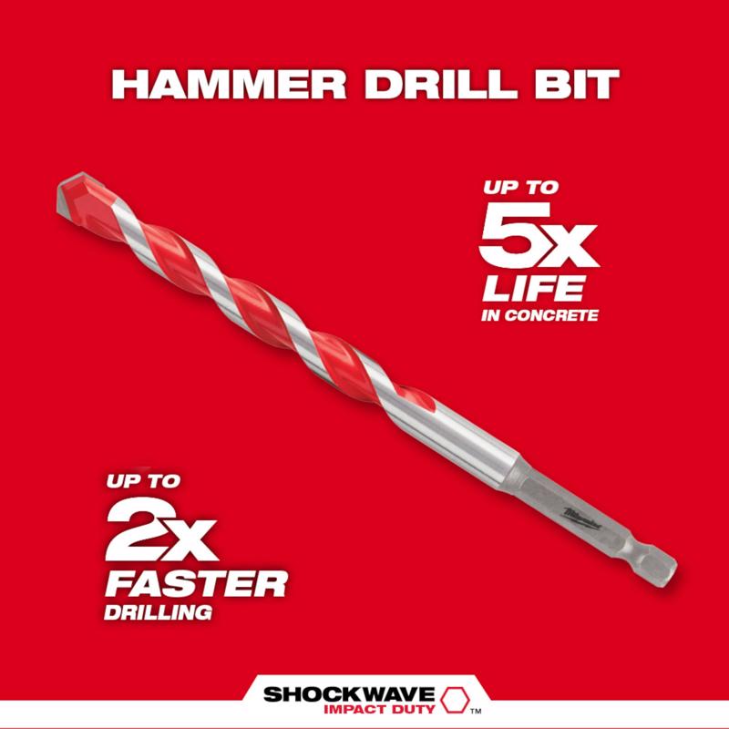 Milwaukee 5/16 in. X 6 in. L Carbide Hammer Drill Bit 3-Flat Shank 1 pk