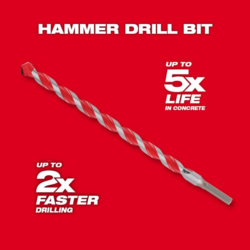 Milwaukee 7/8 in. X 12 in. L Carbide Hammer Drill Bit 3-Flat Shank 1 pk