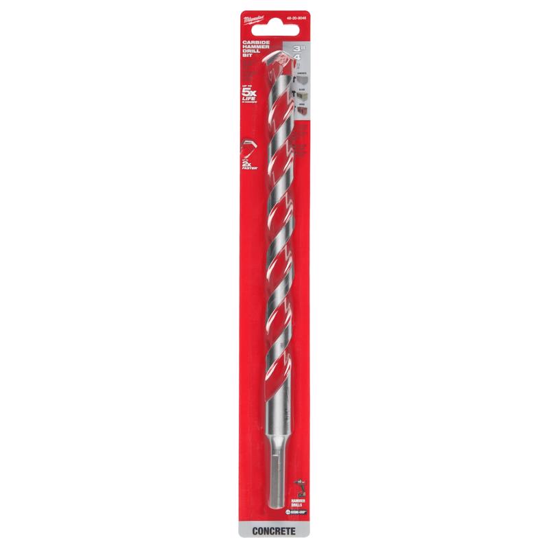 Milwaukee 3/4 in. X 12 in. L Carbide Hammer Drill Bit 3-Flat Shank 1 pk