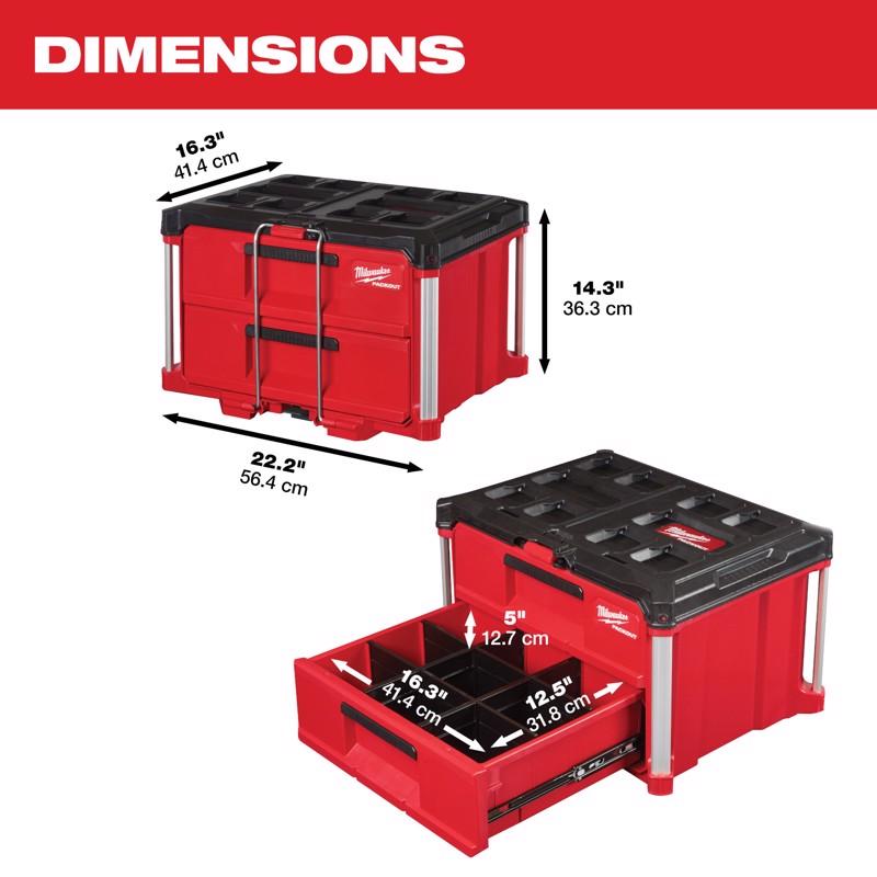 Milwaukee PACKOUT 22 in. Modular 2-Drawer Tool Box Black/Red