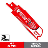 Diablo Steel Demon 4 in. Carbide Tipped Thick Metal Reciprocating Saw Blade 8 TPI 3 pk