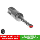 Diablo 3/16 in. X 6 in. L Carbide Tipped 2-Cutter Hammer Drill Bit SDS-Plus Shank 1 pk