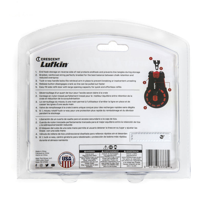 Crescent Lufkin 1.5 oz Blue Compact Chalk Line Reel 50 ft. Braided