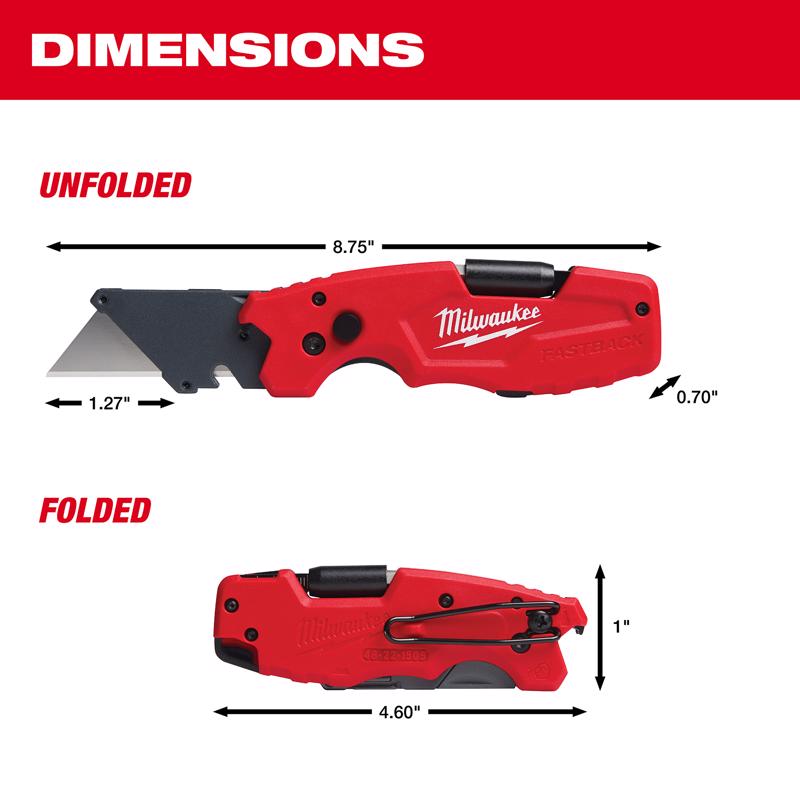 Milwaukee Fastback 8-3/4 in. Folding 6-in-1 Utility Knife Red 1 pc