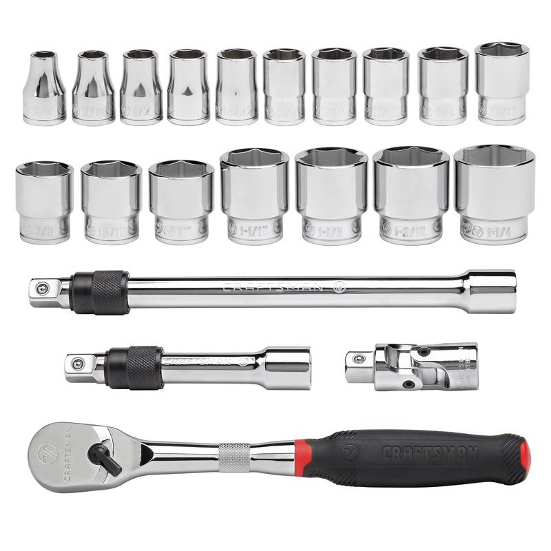 Craftsman V-Series 1/2 in. drive SAE 6 Point Socket and Tool Set 21 pc