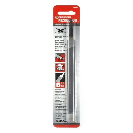 Crescent Nicholson 6 in. L Steel Double Cut Bastard Flat File 1 pc