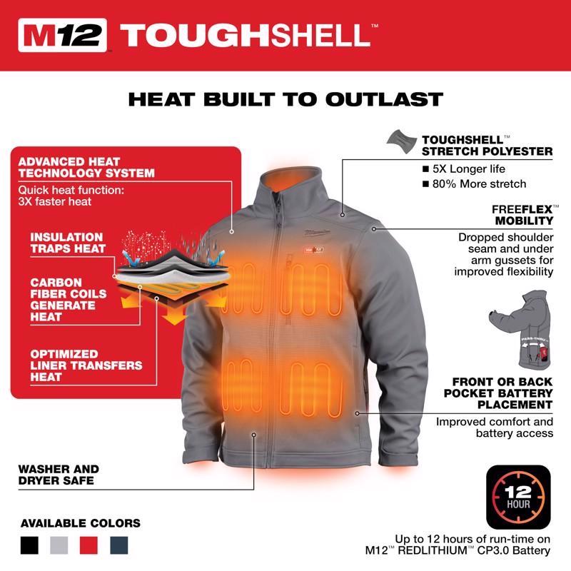 Milwaukee M12 Toughshell XXL Long Sleeve Unisex Full-Zip Heated Jacket Kit Gray