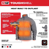 Milwaukee M12 TOUGHSHELL XL Long Sleeve Unisex Heated Jacket Kit Gray