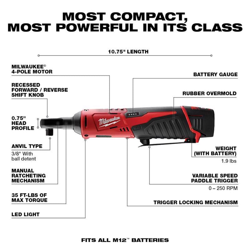 Milwaukee M12 Cordless Brushed 5 Tool Combo Kit