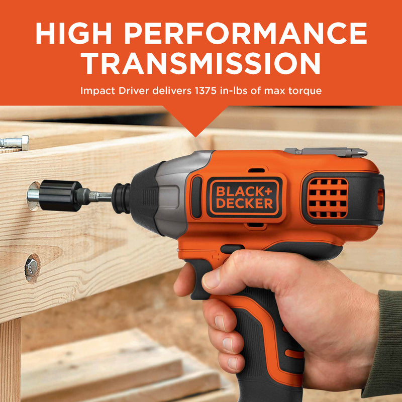 Black+Decker 20V MAX Cordless Brushed 2 Tool Drill/Driver and Impact Driver Kit