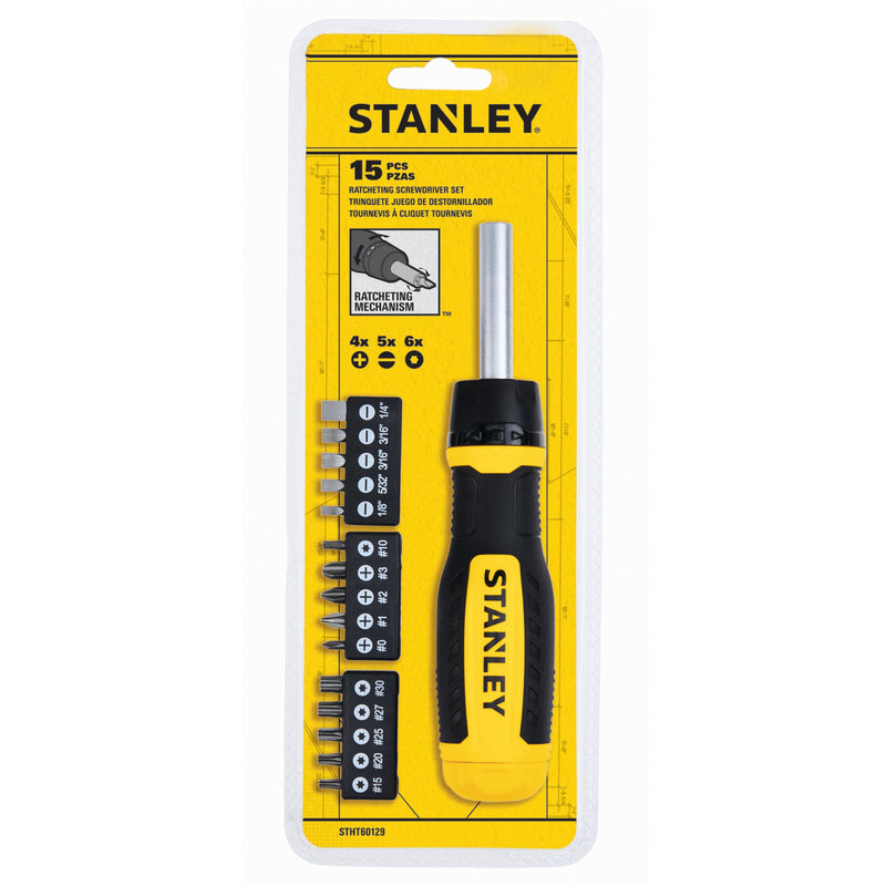 Stanley Assorted Ratcheting Screwdriver Set 15 pc