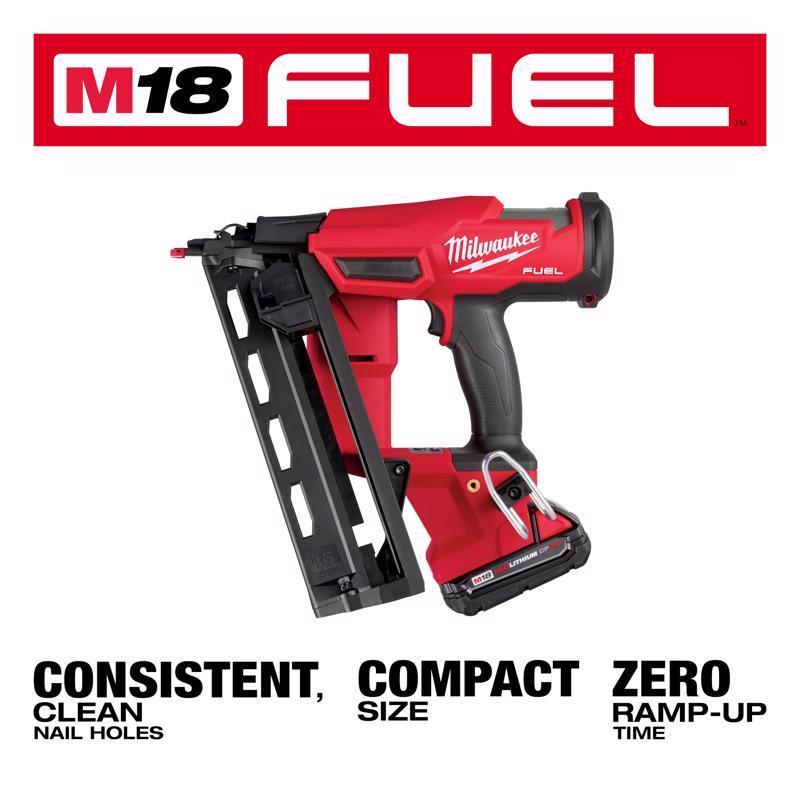 Milwaukee M18 FUEL 16 Ga. 18 Volt Brushless 20 deg Angled Finish Nailer Kit