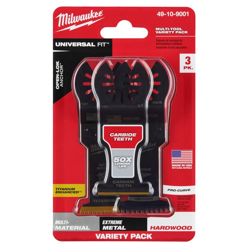 Milwaukee Universal Fit Open-Lok Carbide Multi-Tool Oscillating Blade 3 pk