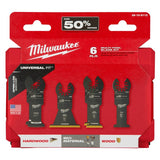 Milwaukee Universal Fit Open-Lok High Carbon Steel Multi-Tool Oscillating Blade Set 6 pc