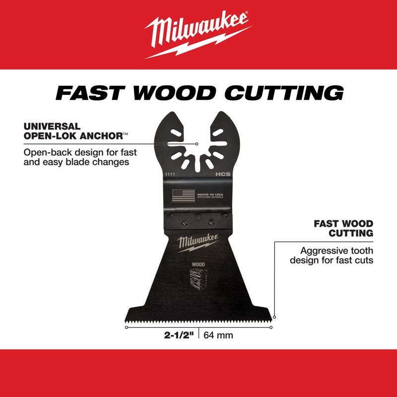 Milwaukee Universal Fit Open-Lok 3.68 in. L X 2-1/2 in. W High Carbon Steel Multi-Tool Oscillating B