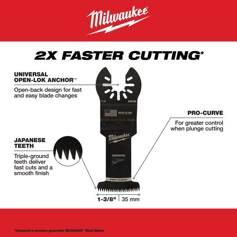 Milwaukee Universal Fit Open-Lok 1-3/8 in. L X 1-3/8 in. W High Carbon Steel Japanese Blade Hardwood