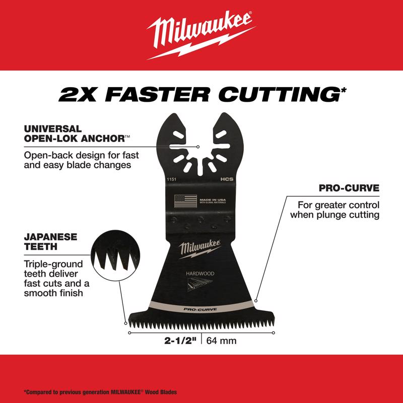 Milwaukee Universal Fit Open-Lok 2-1/2 in. L X 2-1/2 in. W High Carbon Steel Japanese Blade Hardwood