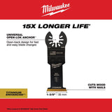 Milwaukee Universal Fit Open-Lok 1-3/8 in. W Bi-Metal Multi-Tool Oscillating Blade Multi-Material 1