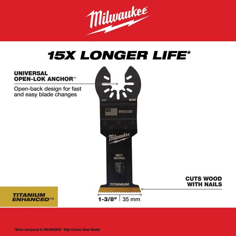 Milwaukee Universal Fit Open-Lok 1-3/8 in. W Bi-Metal Multi-Tool Oscillating Blade Multi-Material 3