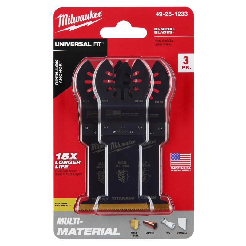 Milwaukee Universal Fit Open-Lok 1-3/8 in. W Bi-Metal Multi-Tool Oscillating Blade Multi-Material 3