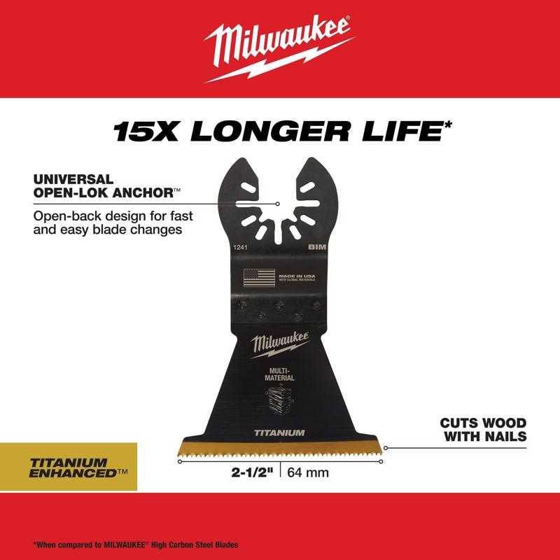 Milwaukee Universal Fit Open-Lok 2-1/2 in. W Bi-Metal Multi-Tool Oscillating Blade Multi-Material 10
