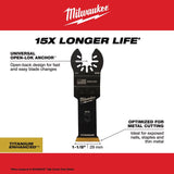 Milwaukee Universal Fit Open-Lok 1-1/8 in. W Bi-Metal Multi-Tool Oscillating Blade Multi-Material 3
