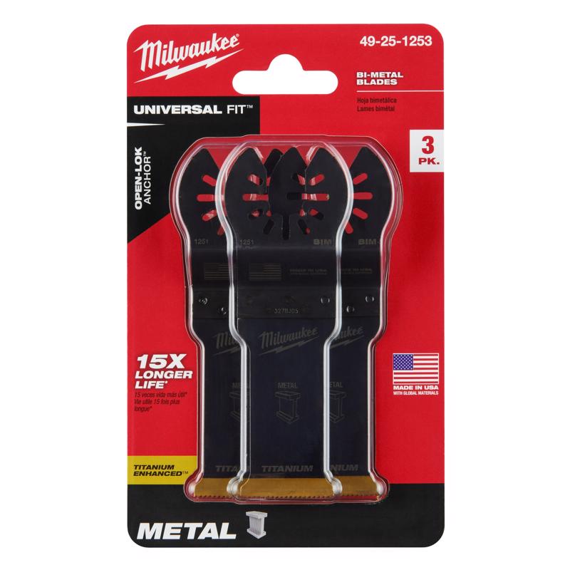 Milwaukee Universal Fit Open-Lok 1-1/8 in. W Bi-Metal Multi-Tool Oscillating Blade Multi-Material 3
