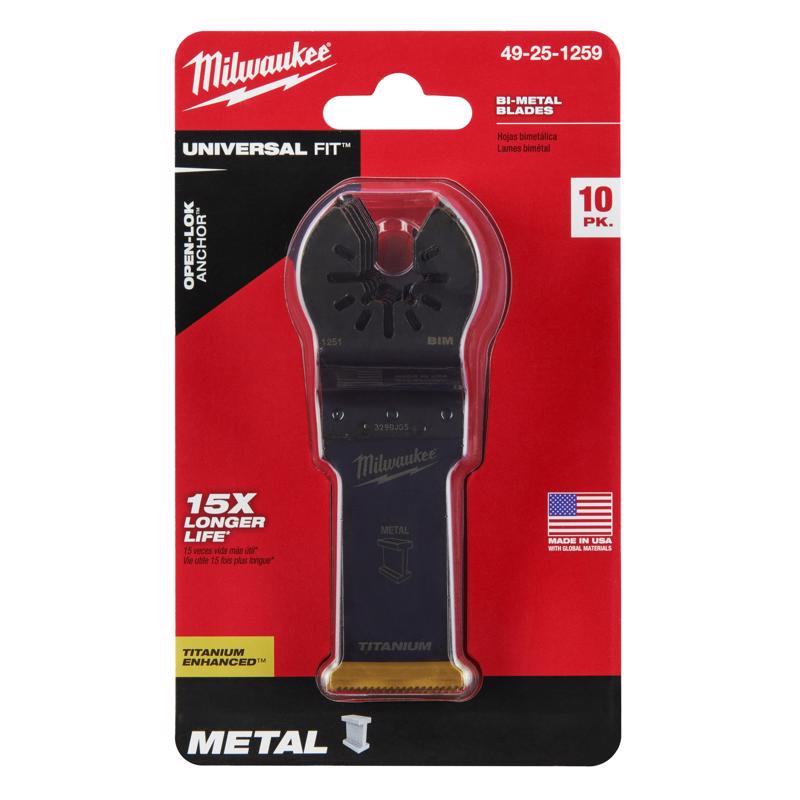 Milwaukee Universal Fit Open-Lok 1-1/8 in. W Bi-Metal Multi-Tool Oscillating Blade Multi-Material 10