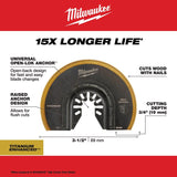 Milwaukee Universal Fit Open-Lok 2.61 in. L X 3-1/2 in. W Titanium Bi-Metal Segment Blade Multi-Mate