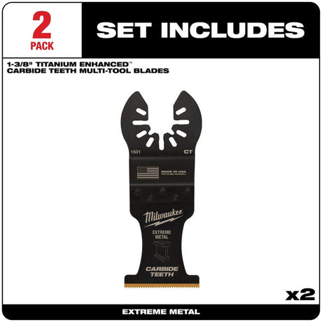 Milwaukee Universal Fit Open-Lok 1-3/8 in. W Carbide Metal Blade Extreme Metal 2 pk