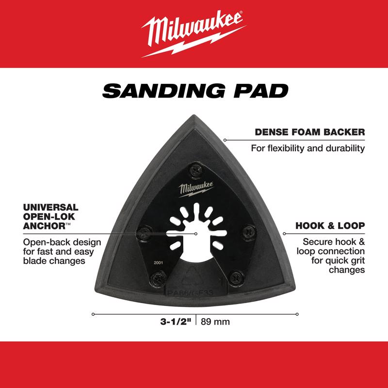 Milwaukee Universal Fit Open-Lok 3-1/2 in. Triangular Sanding Pad 1 pk