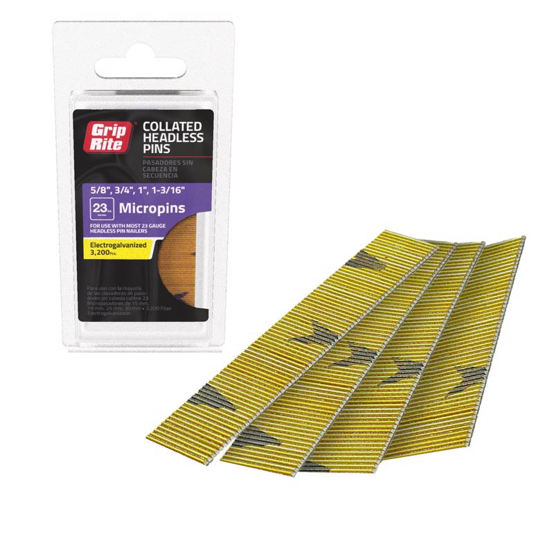 Grip-Rite Assorted in. L X 23 Ga. Straight Strip Electro Galvanized Micro Pin Variety Pack 3200 pk