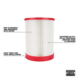 Milwaukee Wet/Dry Shop Vac HEPA Filter 1 pc
