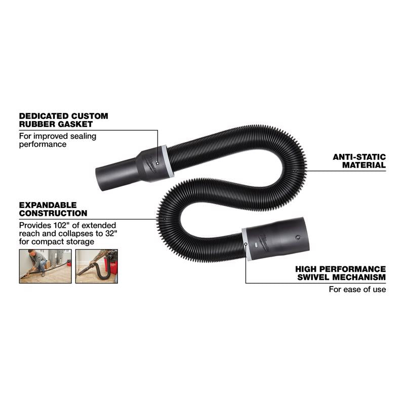 Milwaukee 102 in. L X 1-7/8 in. D Wet/Dry Shop Vac Expandable Hose 1 pc