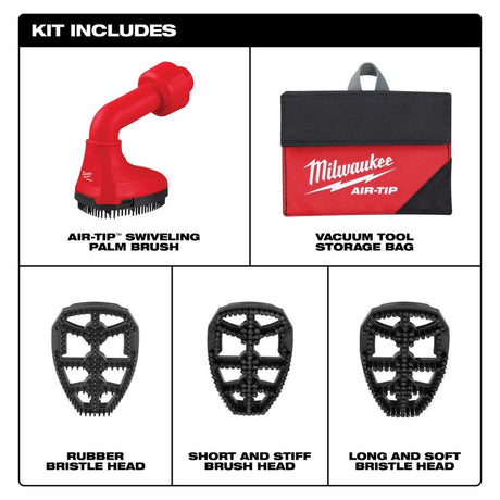 Milwaukee AIR-TIP 1-1/4 in. - 2-1/2 in. Shop Swiveling Palm Brush Wet/Dry Vac Brush Kit 5 pc