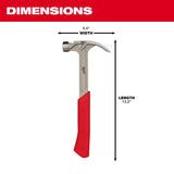 Milwaukee 16 oz Smooth Face Hybrid Claw Hammer 13 in. Fiberglass Handle