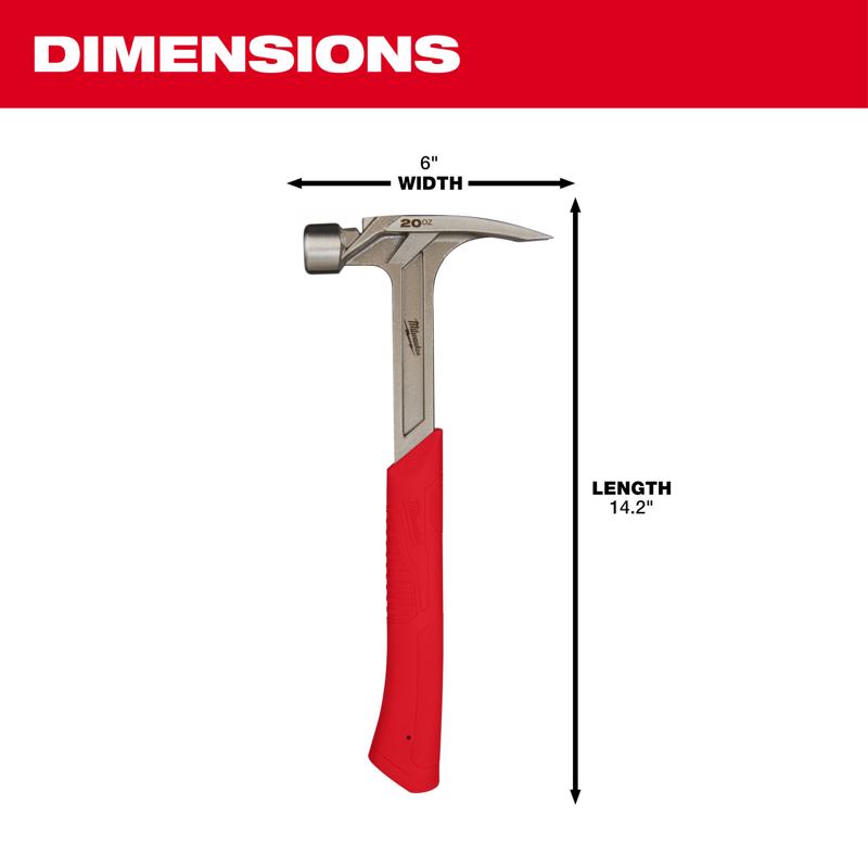 Milwaukee 20 oz Smooth Face Claw Hammer 14 in. Steel Handle