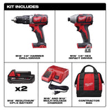 Milwaukee M18 Cordless Brushed 2 Tool Combo Kit