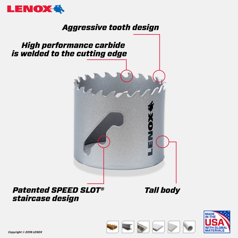 Lenox Speed Slot 2-1/8 in. Carbide Tipped Hole Saw 1 pc