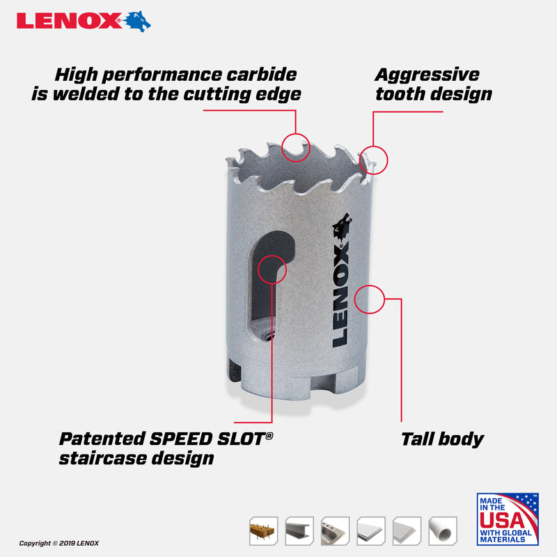 Lenox Speed Slot 1-3/8 in. Carbide Tipped Hole Saw 1 pc