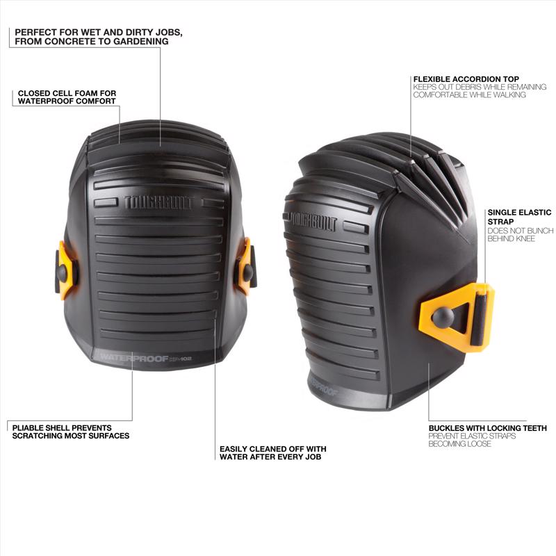 ToughBuilt 6.3 in. L X 5.51 in. W Plastic Waterproof Knee Pads Black One Size Fits All