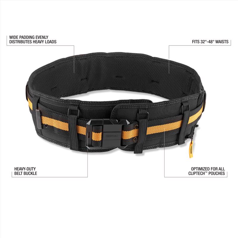 ToughBuilt Polyester Heavy Duty Padded Belt with Back Support 4.25 in. L X 13.5 in. H Black/Orange O