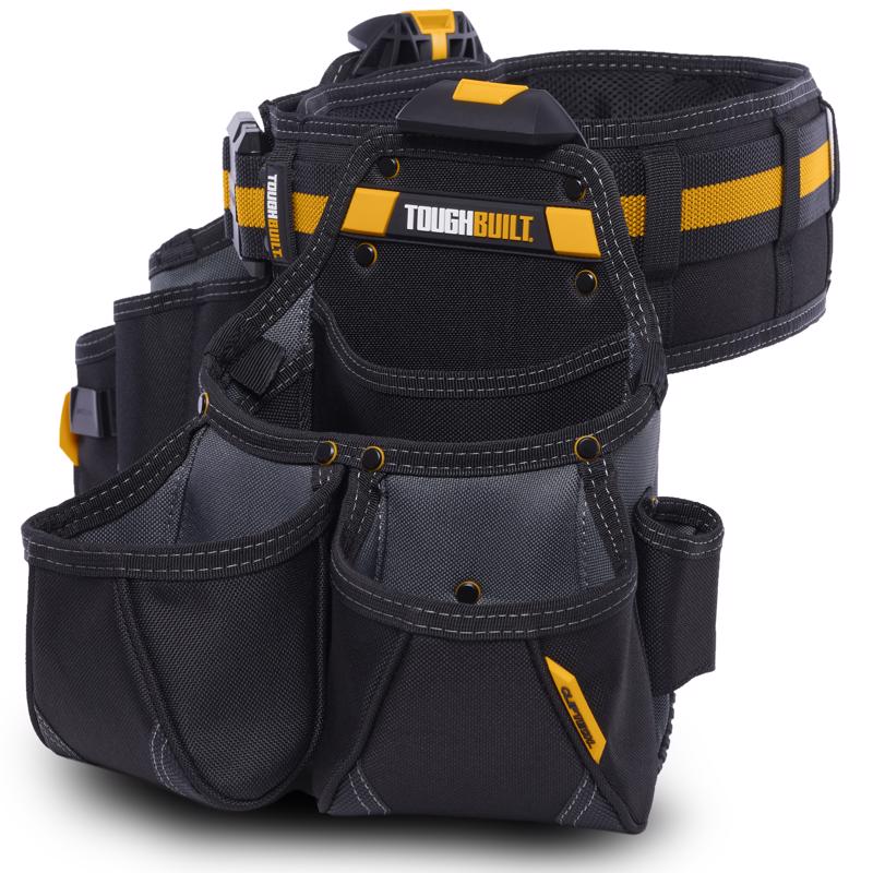 ToughBuilt 27 pocket Polyester Tradesman Tool Belt Set 9 in. L X 12.5 in. H Black/Yellow L 32 in to