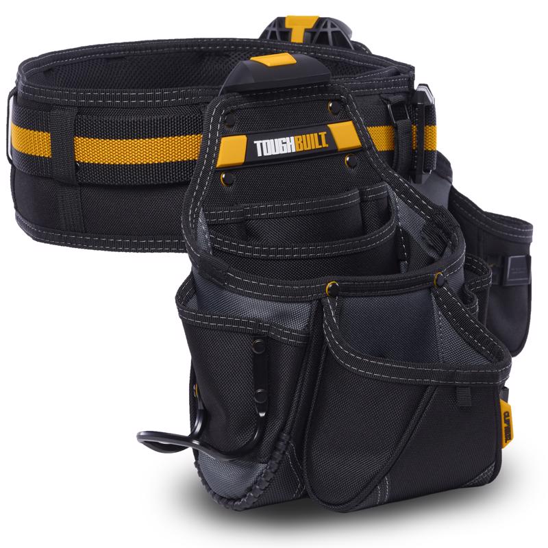 ToughBuilt 27 pocket Polyester Tradesman Tool Belt Set 9 in. L X 12.5 in. H Black/Yellow L 32 in to