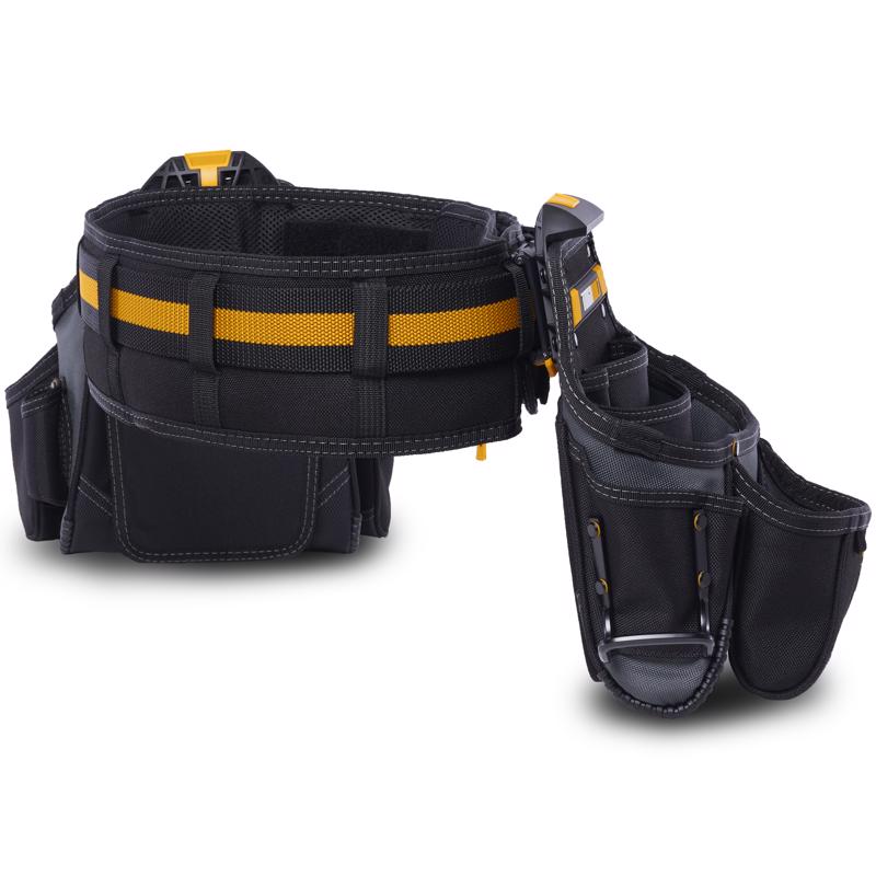 ToughBuilt 27 pocket Polyester Tradesman Tool Belt Set 9 in. L X 12.5 in. H Black/Yellow L 32 in to