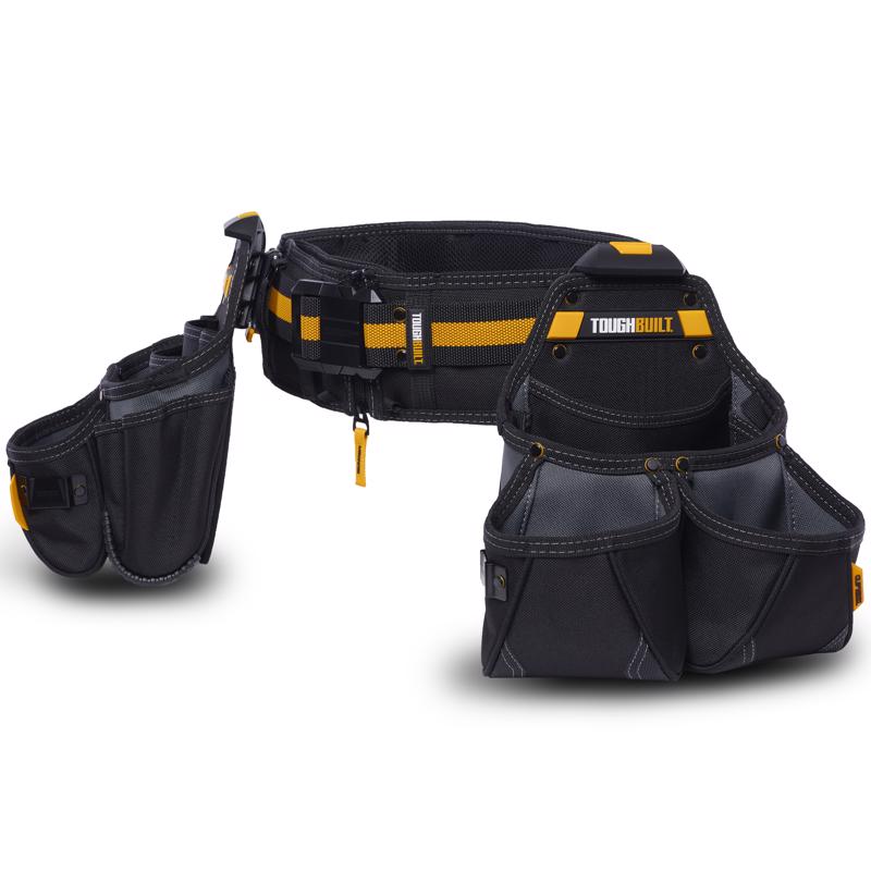 ToughBuilt 27 pocket Polyester Tradesman Tool Belt Set 9 in. L X 12.5 in. H Black/Yellow L 32 in to