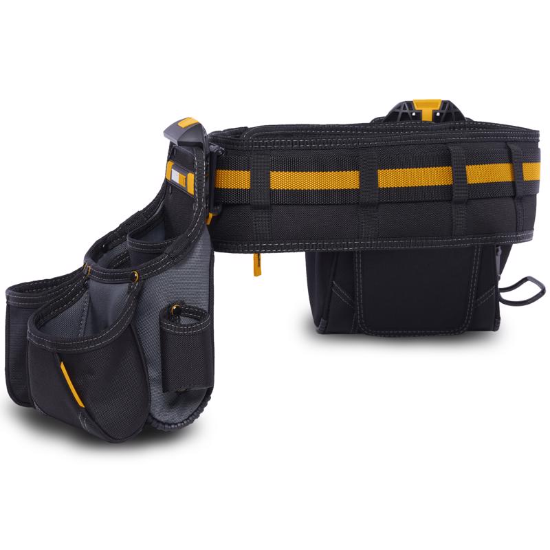 ToughBuilt 27 pocket Polyester Tradesman Tool Belt Set 9 in. L X 12.5 in. H Black/Yellow L 32 in to